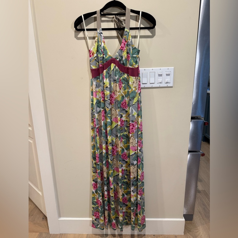 EUC Size Large Cinnamon Girl Floral Halter Maxi Dress